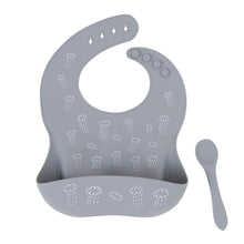 Load image into Gallery viewer, All4Ella - Silicone Bib & Spoon with reusable pouch - Grey
