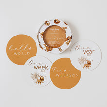 Load image into Gallery viewer, Snuggle Hunny Lion & Sunrise Gold Reversible Milestone Cards