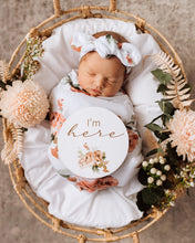 Load image into Gallery viewer, Snuggle Hunny Rosebud Baby Jersey Wrap & Topknot Set