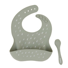 Load image into Gallery viewer, All4Ella - Silicone Bib & Spoon with reusable pouch - Olive