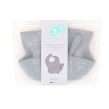 Load image into Gallery viewer, All4Ella - Silicone Bib & Spoon with reusable pouch - Grey