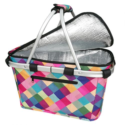 Sachi Insulated Carry Basket With Lid - Harlequin