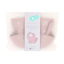 Load image into Gallery viewer, All4Ella - Silicone Bib & Spoon with reusable pouch - Dusty Pink