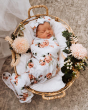Load image into Gallery viewer, Snuggle Hunny Rosebud Baby Jersey Wrap & Topknot Set