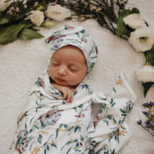 Load image into Gallery viewer, Snuggle Hunny Eucalypt Baby Jersey Wrap &amp; Beanie Set

