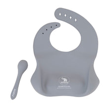 Load image into Gallery viewer, All4Ella - Silicone Bib & Spoon with reusable pouch - Grey
