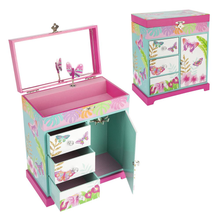 Load image into Gallery viewer, Pink Poppy Tropical Butterfly Music Jewellery Box