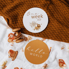Load image into Gallery viewer, Snuggle Hunny Lion & Sunrise Gold Reversible Milestone Cards
