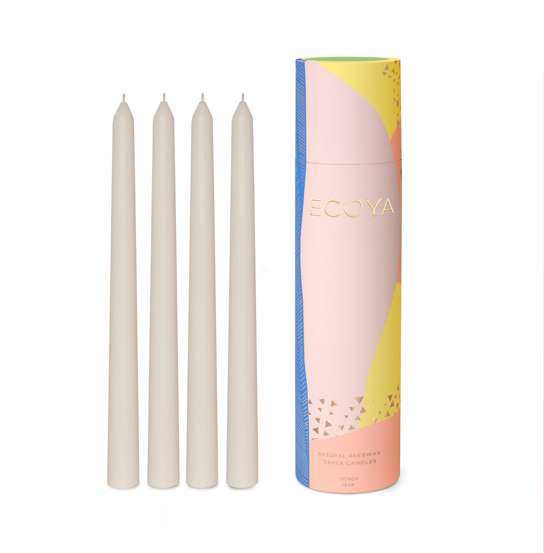 Ecoya Christmas Tapered Candle Set - French Pear