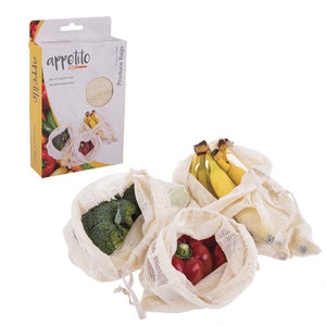 Appetito Cotton Net Produce Bags (Set of 3 Assorted Sizes)