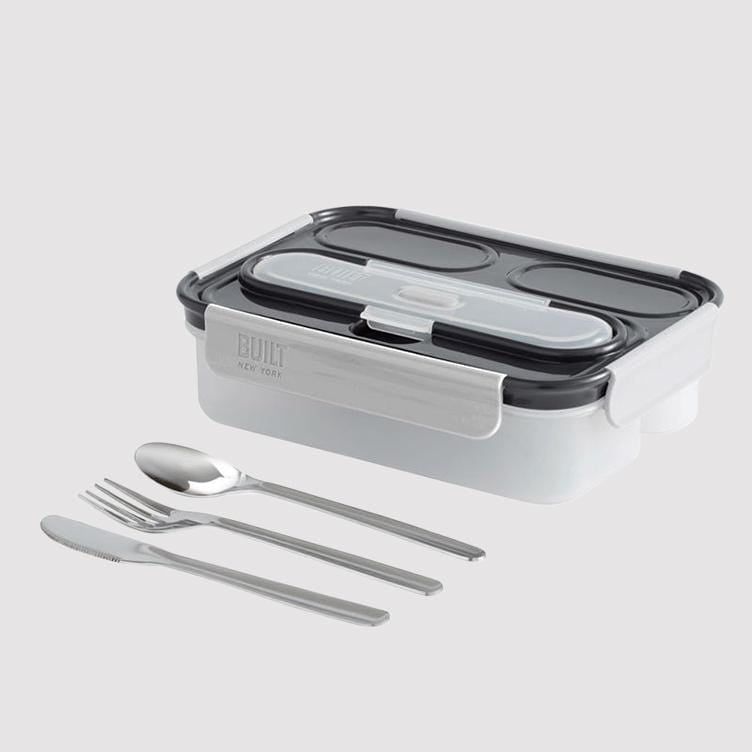 Built Gourmet 3 Compartment Bento with Stainless Steel Utensils