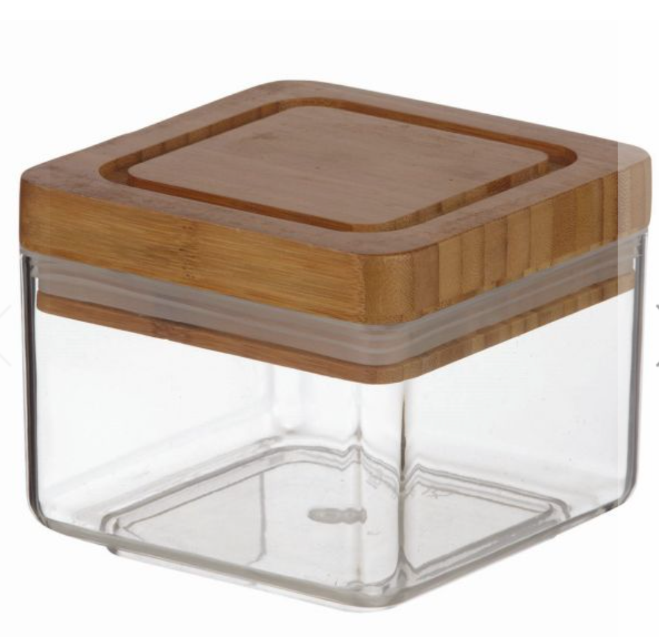 Davis & Waddell Square Acrylic Canister with Bamboo Lid
