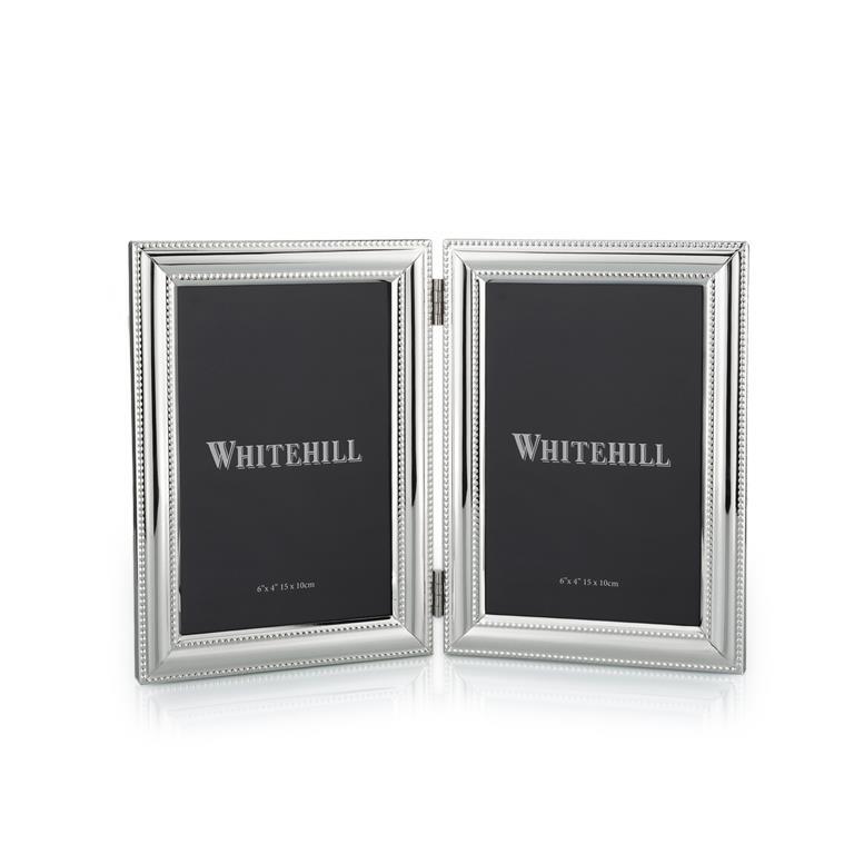 Whitehill Silver Plate Double Photo Frame - Bead