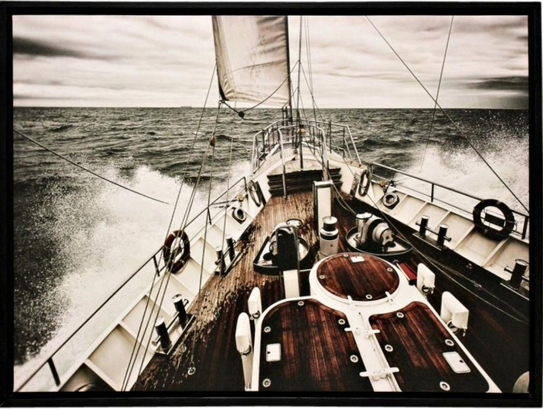 Framed Canvas Print - Sailing High Seas