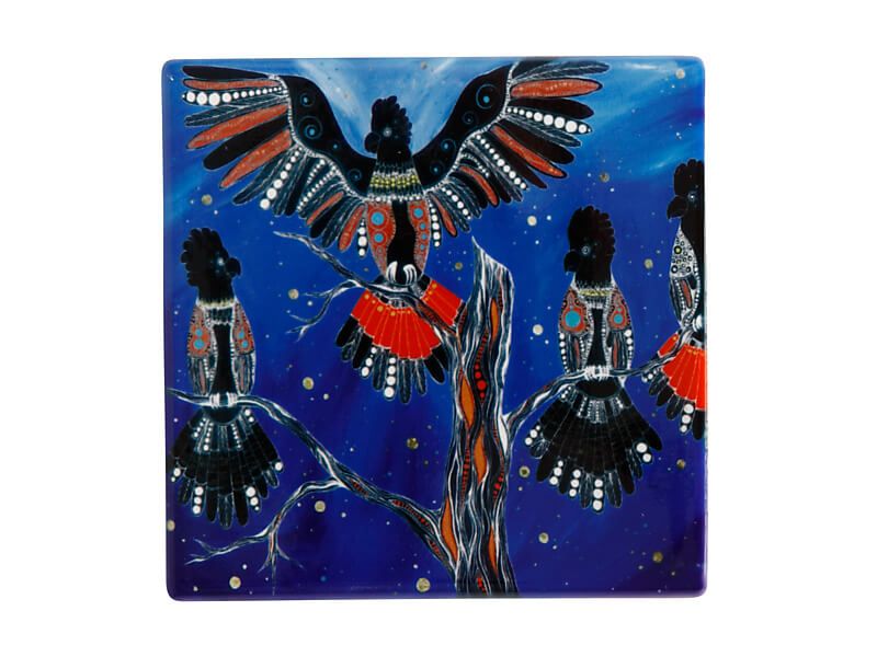 Melanie Hava Jugaig-Bana-Wabu Coaster 10cm - Black Cockatoos