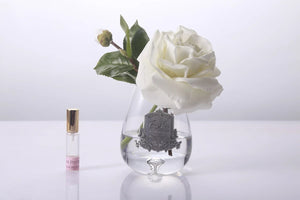 Côte Noire Tear Drop Tea Rose - Ivory White - Clear Glass