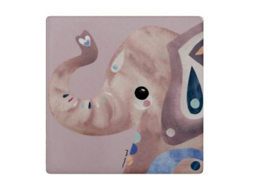 Peter Cromer Wildlife Ceramic Square Tile Coaster 9.5cm - Elephant
