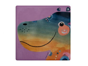 Peter Cromer Wildlife Ceramic Square Tile Coaster 9.5cm - Hippo