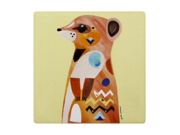 Peter Cromer Wildlife Ceramic Square Tile Coaster 9.5cm - Meerkat