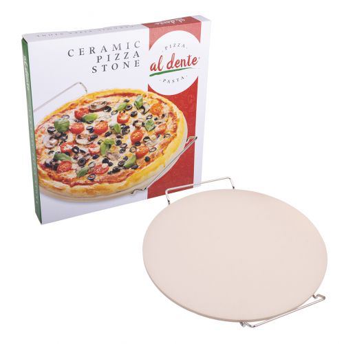 Al Dente Ceramic Pizza Stone With Rack 33cm