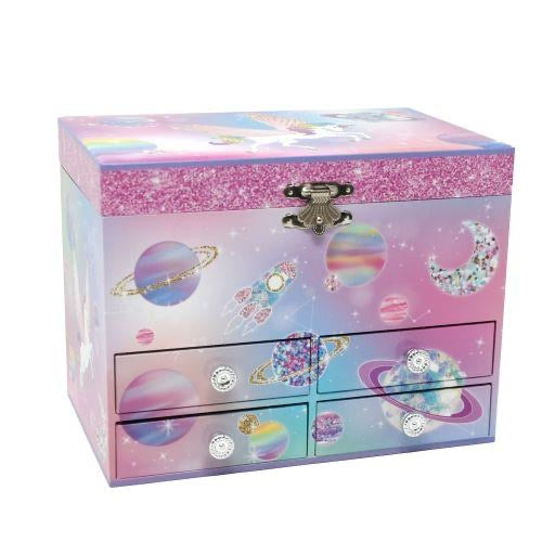 Pink Poppy To The Moon Music Jewellery Box