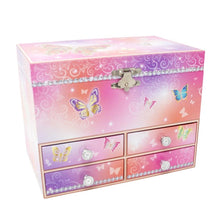 Load image into Gallery viewer, Pink Poppy Butterfly Skies Medium Music Box
