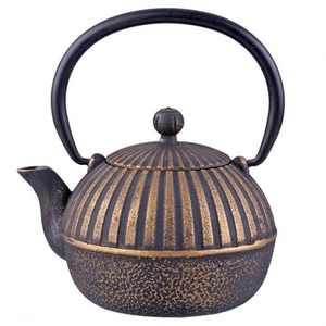 Teaology Cast Iron Tea Pot - 500ml - Imperial Stripe Black/Gold