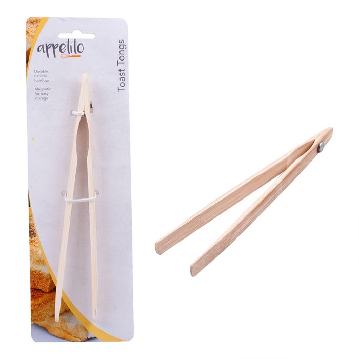 Appetito Bamboo Toast Tongs 20cm