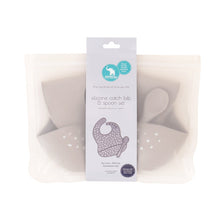 Load image into Gallery viewer, All4Ella - Silicone Bib &amp; Spoon with reusable pouch - Stone
