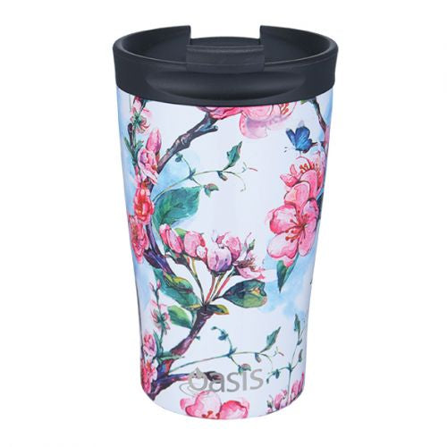 Oasis Double Wall Insulated Stainless Steel Travel Cup (350ml) - Spring Blossom