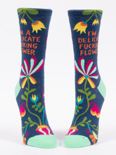Load image into Gallery viewer, Blue Q Socks - I&#39;m A Delicate Fucking Flower
