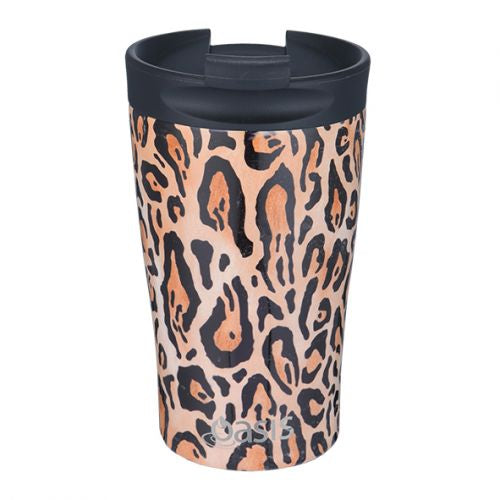 Oasis Double Wall Insulated Stainless Steel Travel Cup (350ml) - Leopard Print