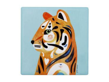 Peter Cromer Wildlife Ceramic Square Tile Coaster 9.5cm - Tiger