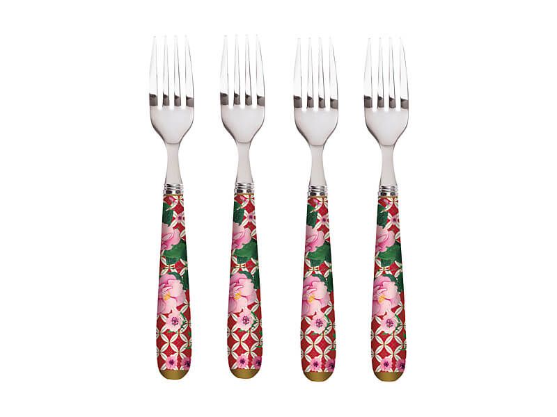 Maxwell & Williams Teas & C's Silk Road Cherry Red - Cake Fork Set of 4